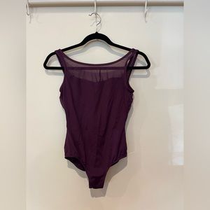 Natalie Couture Purple Tank Mesh Leotard - Medium